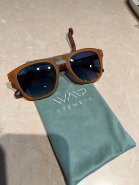 LVMP Eyewear Women’s Matte Brown Sunglasses with Blue Lenses